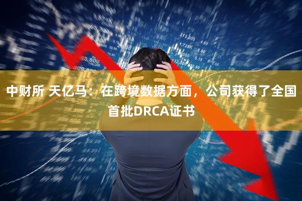 中财所 天亿马：在跨境数据方面，公司获得了全国首批DRCA证书